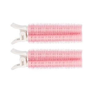 Set of two pink hair root volume clips with white plastic base for styling