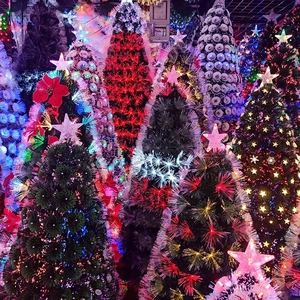 Fiber optic Christmas tree with colorful LED lights and star topper for holiday decoration