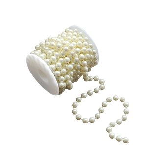 Roll of cream white faux pearl bead chain for Christmas tree and wedding DIY decoration