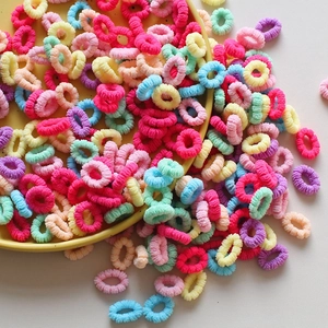 Candy color kids hair ties set, soft mini hair scrunchies and elastic rubber bands for girls.