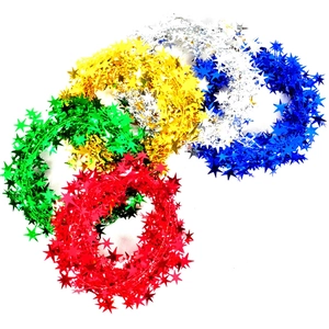 Colorful 7.5m Christmas tinsel garland with star-shaped wires for DIY festive decor