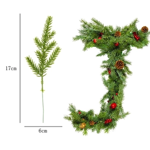 Detail of 17cm artificial pine needles with red berries and pine cones for Christmas decor