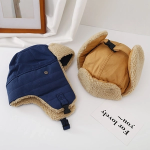 Winter thermal trapper hat with ear protection fleece lining windproof pilot bomber hat