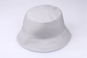 Close-up of light grey fisherman hat showing detailed fine fabric texture and weave