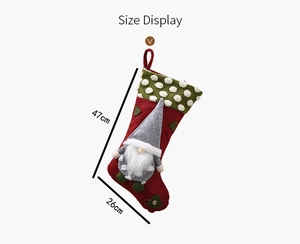 Size display of 20-inch Christmas stocking with plush gnome and 47x26cm dimensions
