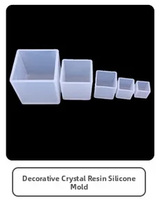 Five square crystal resin silicone molds in various sizes for DIY ornament making