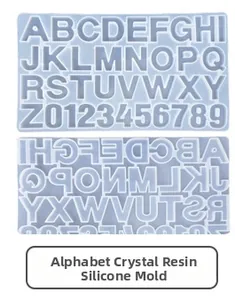 Detailed view of alphabet and number silicone resin molds for DIY casting projects