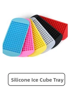 Close-up of stacked colorful silicone ice cube molds in multiple vibrant pastel shades