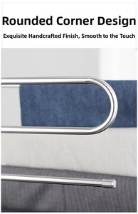 Detail of rounded corner design on stainless steel multi-layer S-type pants hanger