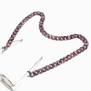 Chaîne de lunettes minimaliste en acrylique imprimé léopard violet écaille de tortue