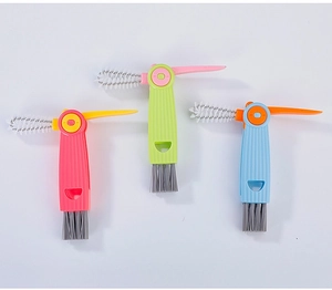 Three 3-in-1 multifunctional cleaning brushes for bottle caps and gap crevices