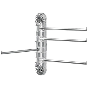 Modern wall-mounted rotating towel rack with 4 polished stainless steel swivel bars