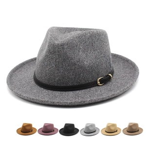 Classico Cappello Fedora in Feltro per Uomo Donna Tesa Larga Jazz Gentleman Con Fibbia a Cintura Tinta Unita Invernale Caldo