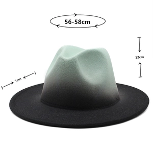 Detailed size specifications for the gradient fedora hat including brim and crown height