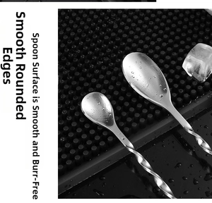 Detail of 304 stainless steel bar spoons with smooth edges and spiral twisted handles