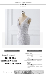 Detail of luxurious V-neck mermaid wedding dress featuring intricate lace and sequins