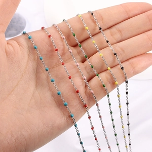Colorful beaded O-type stainless steel chains in multiple colors for DIY jewelry making
