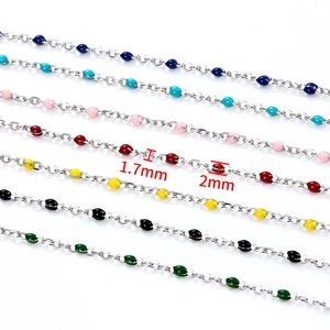 Colorful enamel bead O-chain in stainless steel for DIY jewelry with size markings