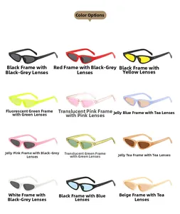 Collection of cat eye sunglasses in 12 colors including neon green and translucent pink