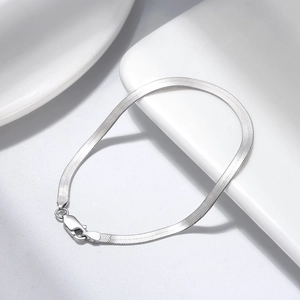 Minimalist 925 sterling silver 3mm flat blade snake bone chain bracelet for women