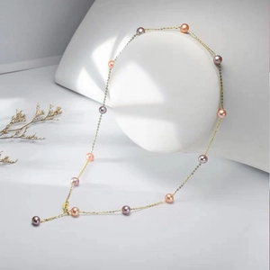 Collana in Argento Sterling 925 con Perle d'Acqua Dolce per Donna Cielo Stellato Forma a Y Nappa Girocollo Elegante Gioielli