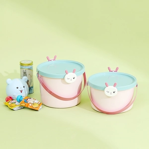 Creative rabbit-themed plastic wedding candy gift boxes in macaron pink and blue colors