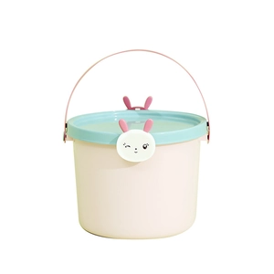 Pink and blue cartoon rabbit handle bucket for wedding candy or baby shower gifts