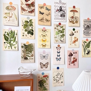 30pcs vintage botanical wall art cards featuring forest mushrooms and butterfly prints
