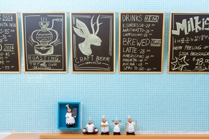 Detailed set of 5 resin chef figurines for American country kitchen decor