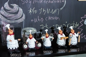 Collection of retro chef resin figurines for kitchen decor with functional holders