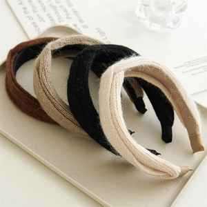 Classic knitted knot headbands set in beige, brown and black soft woolen fabric