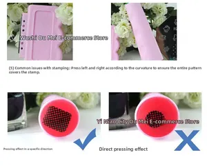 Detail showing nail stamper usage steps with silicone head and scraper set guide