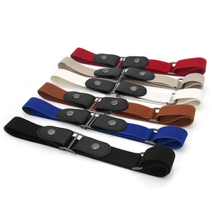 Detailed display of stretch buckle-free belts in six colors on a white background