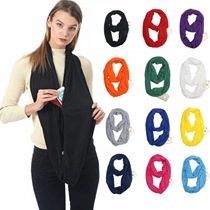 Faux cashmere neck gaiter with hidden pocket and twelve color variety options