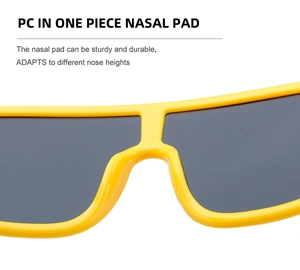 Detailed macro view of the ergonomic integrated PC nose pads on these fashion sunglasses