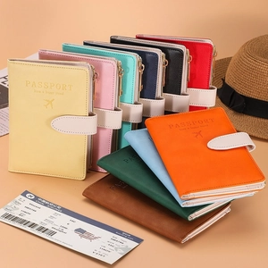 Multi-color RFID passport holder wallet with elastic strap for travel security