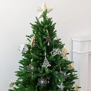 Golden and silver Christmas tree ornaments including snowflake, star and festive bell set
