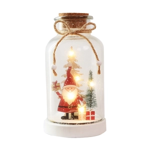 Nordic Christmas glass snow globe night light with Santa Claus and LED scene on wood base