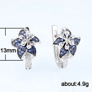 Silver mandala earrings with blue crystals and 13mm diameter dimension and weight