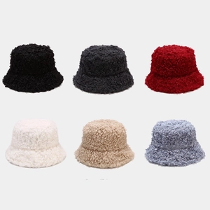 Damen Winter Warm Teddy Samt Anglerhut Einfarbig Lammwoll Fleece Fischerhut Outdoor Winddicht Fischerhut