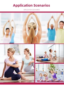 Detail showing various application scenarios for non-slip yoga socks in gym and home settings