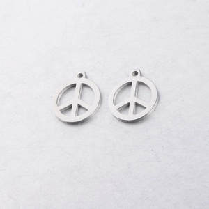 Pendentifs signe de paix en acier inoxydable poli pour colliers et bijoux DIY