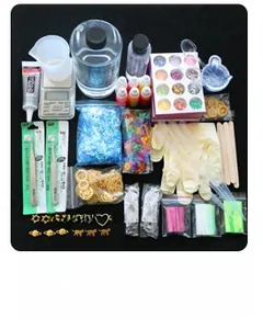 DIY resin art kit with rectangle tray mold, epoxy glue, pigments and precision tools