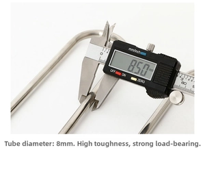 Close-up of 8mm diameter measurement for stainless steel S-type multilayer pants hanger