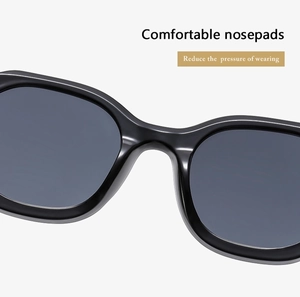 Detail of comfortable integrated nosepads on vintage black punk style sunglasses