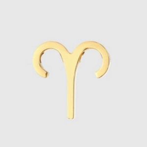 Golden Aries zodiac symbol necklace pendant in polished stainless steel for jewelry making
