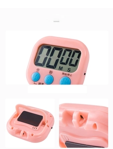 Pink digital kitchen timer featuring a large LCD screen and back magnetic suction mount