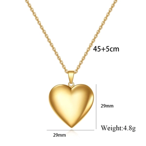 Locket heart necklace in gold stainless steel 29mm pendant with 45cm chain length