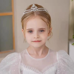 Elegant silver tiara with rhinestones for children bridal or birthday celebrations