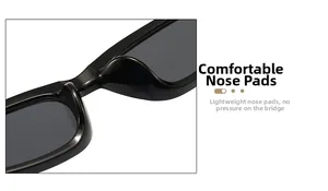 Detail view of the integrated nose pads on black cat eye sunglasses for a comfortable fit